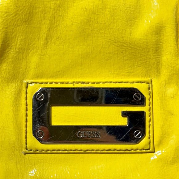 GUESS Large Tote Bag Bright Shiny Yellow with a Slight Water Stain - Fashionable - Picture 3 of 16